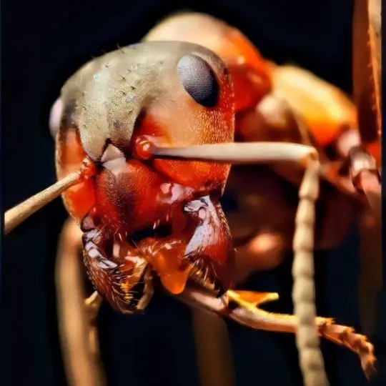 close up of ant mandibles
