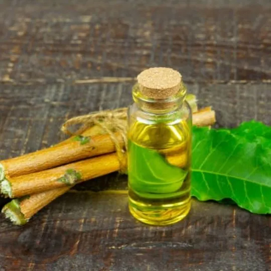 neem oil on wooden table