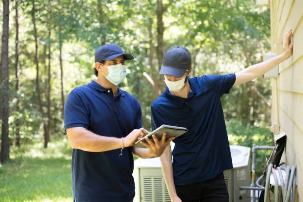 professional pest control staff carefully inspecting the premises
