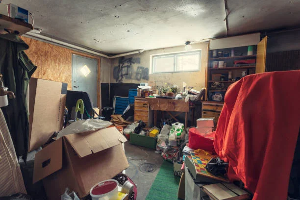 getting rid of spiders, image of a cluttered garage